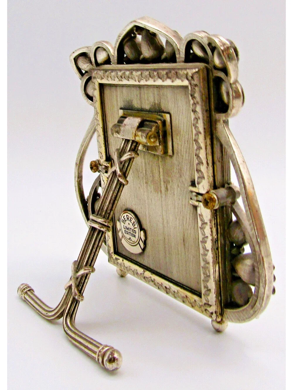 Edgar Berebi Art Nouveau-Style Silver and Enamel Jeweled Frame 4 1/4